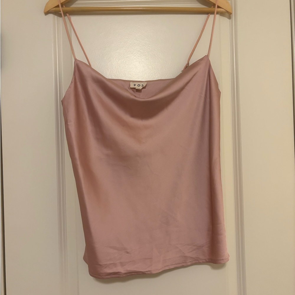 EUC - Light Pink Silky Cowl Neck Tank